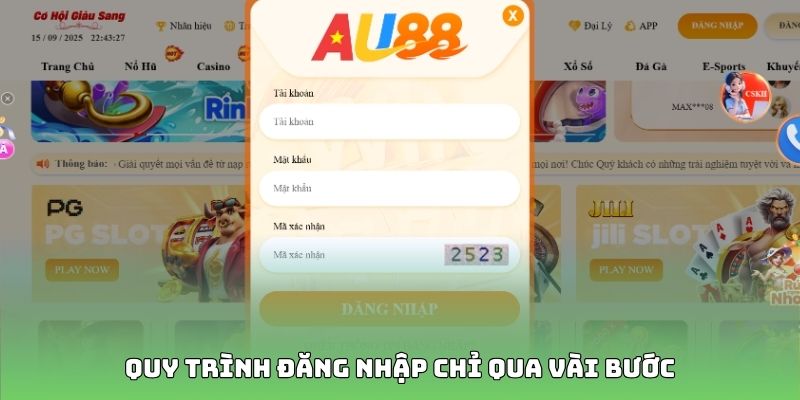 Quy trình đăng nhập chỉ qua vài bước